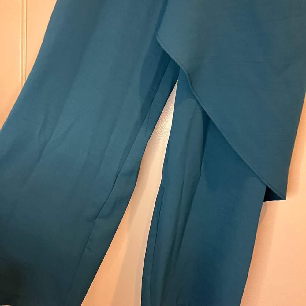 NWT Zara Teal Cross Ruffled Jumpsuit, Size XS - Picture 7 of 15